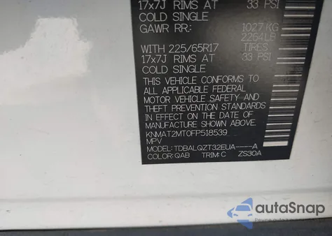 2015 Nissan Rogue Sv from USA, damaged, VIN KNMAT2MT0FP518539